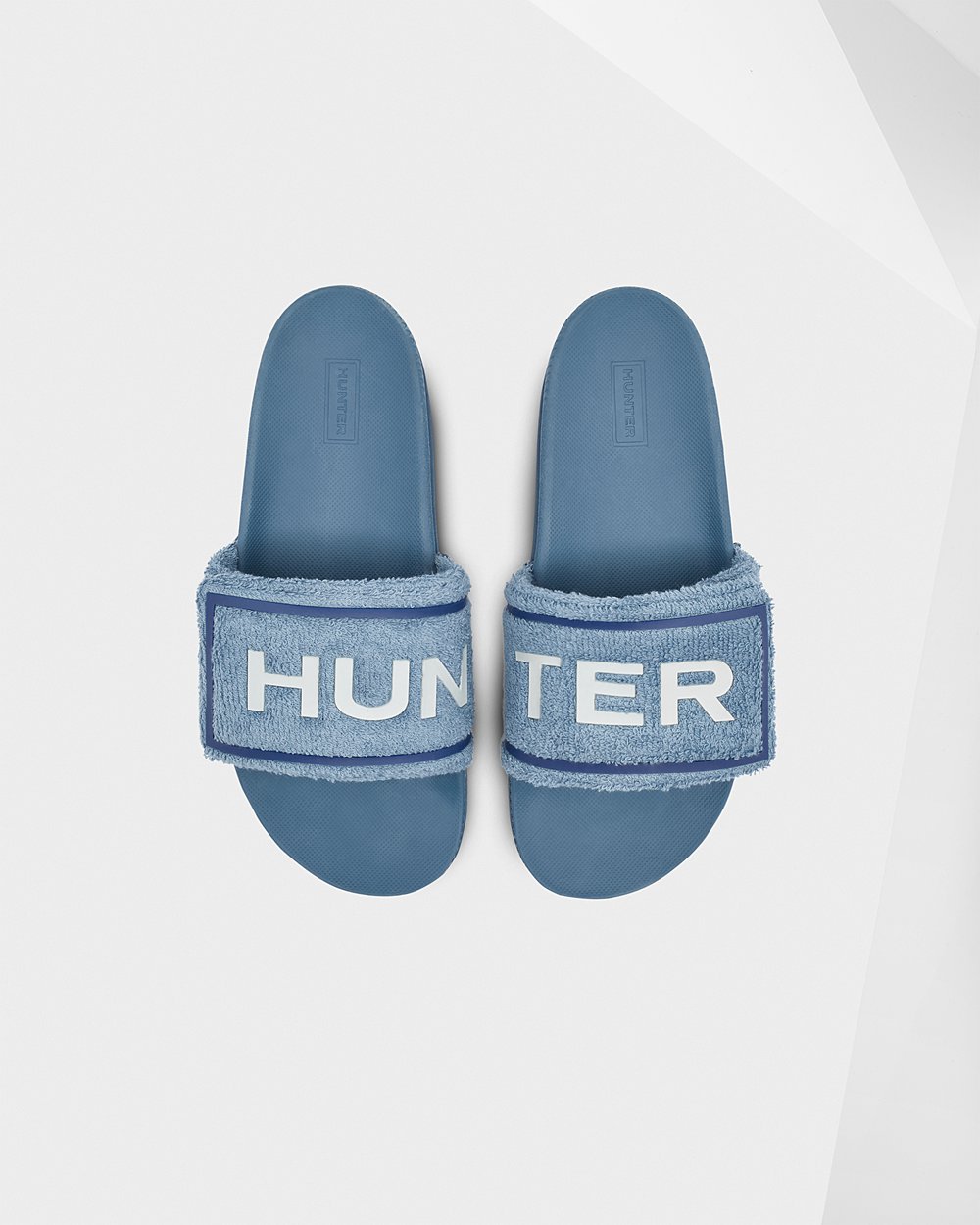 Chinelos Hunter Feminina Azuis - Original Terry Towelling Logo Adjustable - 49GLNMTPH